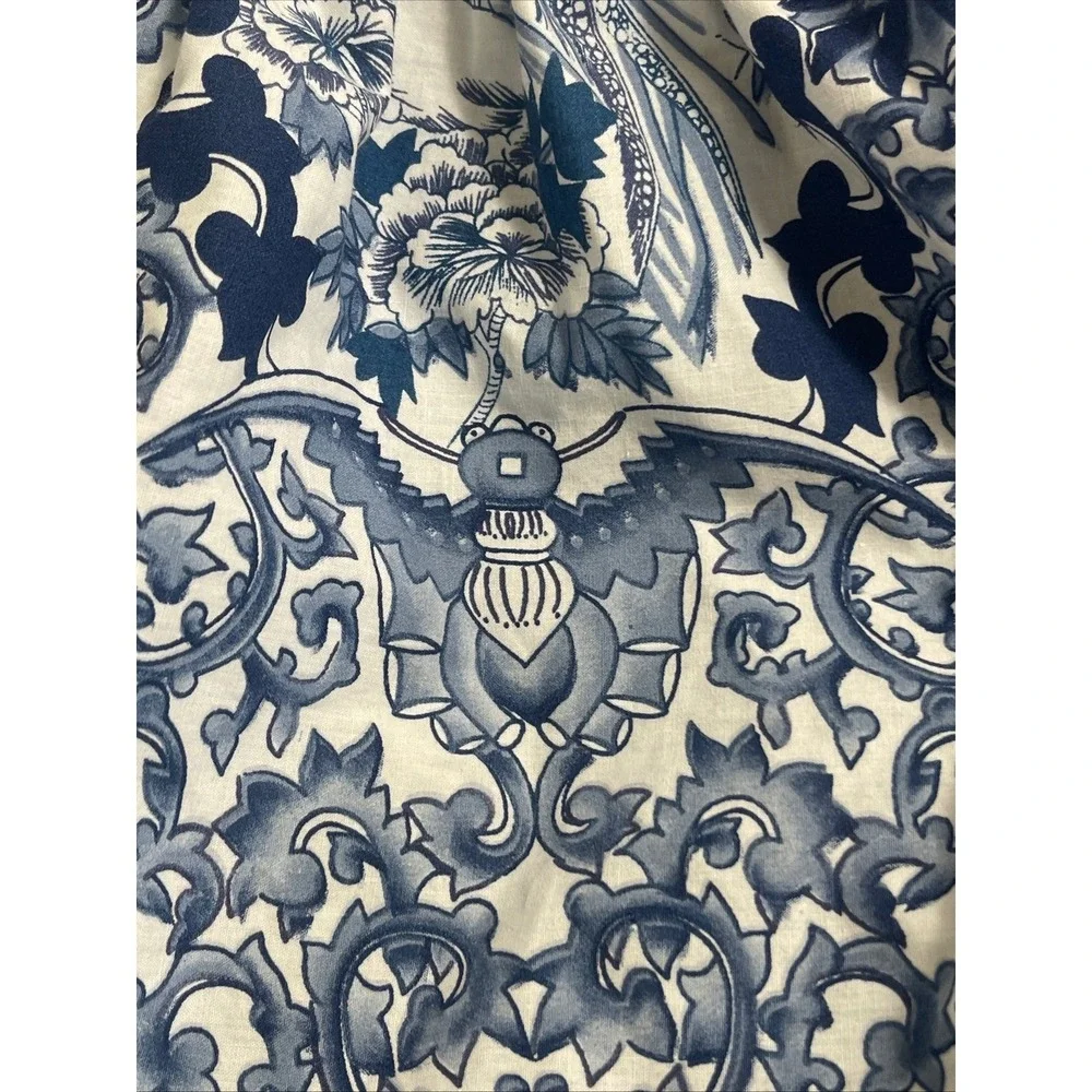 Vintage Ralph Lauren Twin Bed Skirt Blue White Chinoiserie Tamarind Floral Bird